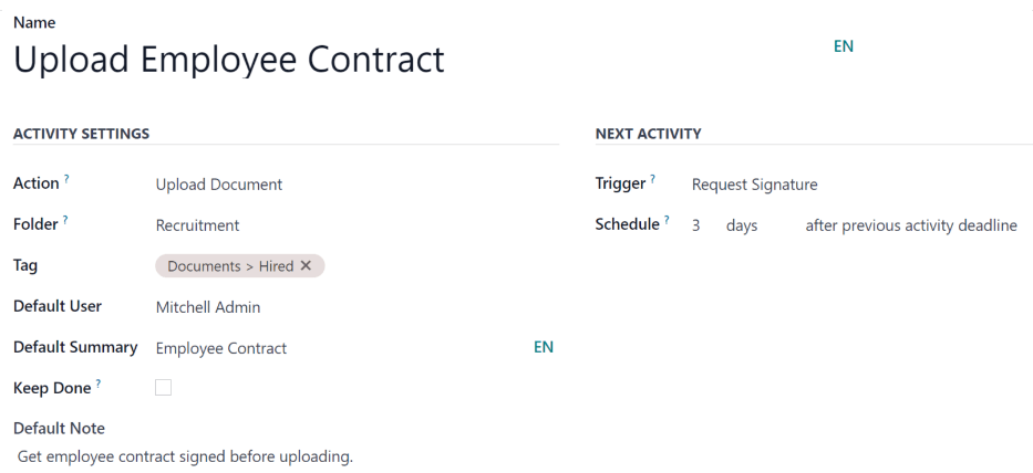 A new activity type form.