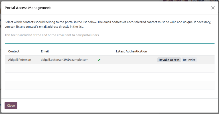 Revoking portal access from a contact.