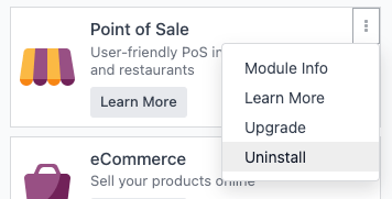 An app card with the Uninstall menu option highlighted.