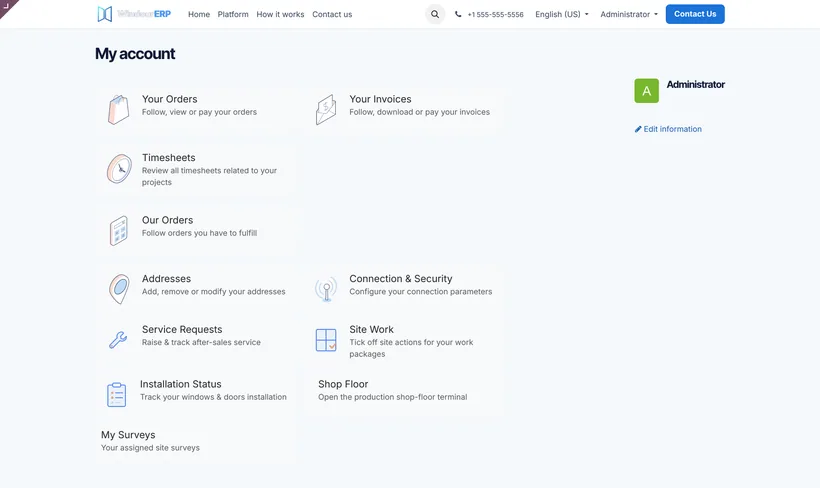 The customer and crew portal hub