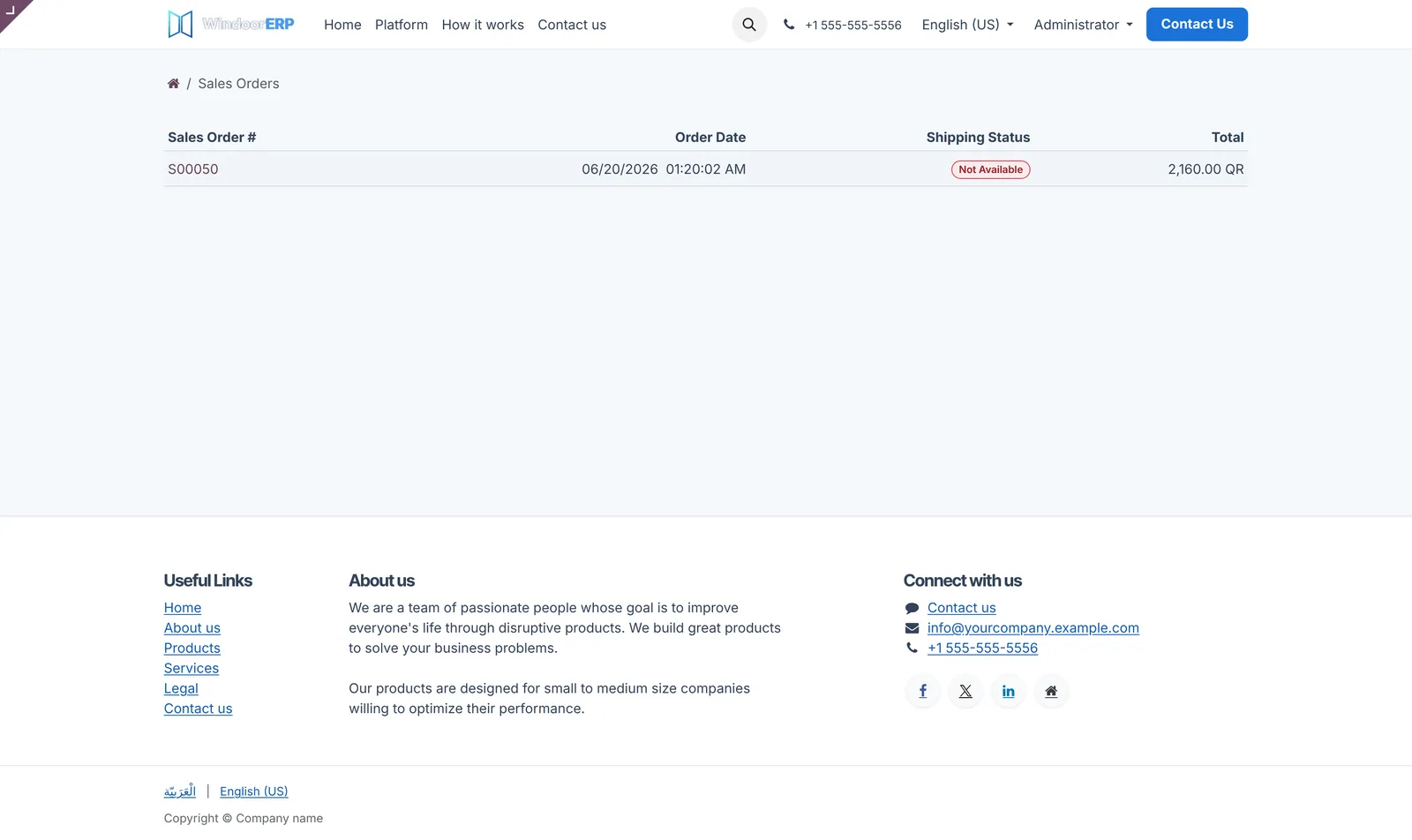 order date, shipping status and total — with the full document one click away