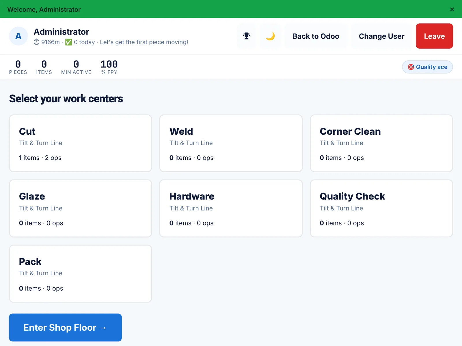 filtered by what this operator is qualified on, each showing the work waiting there